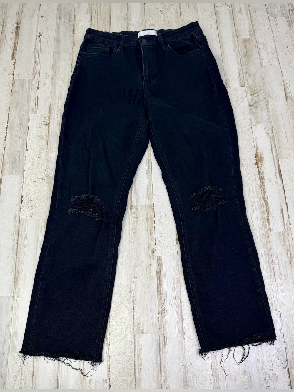 Vervet Distressed Straight Leg Black Jeans 29 (29x27) High Rise